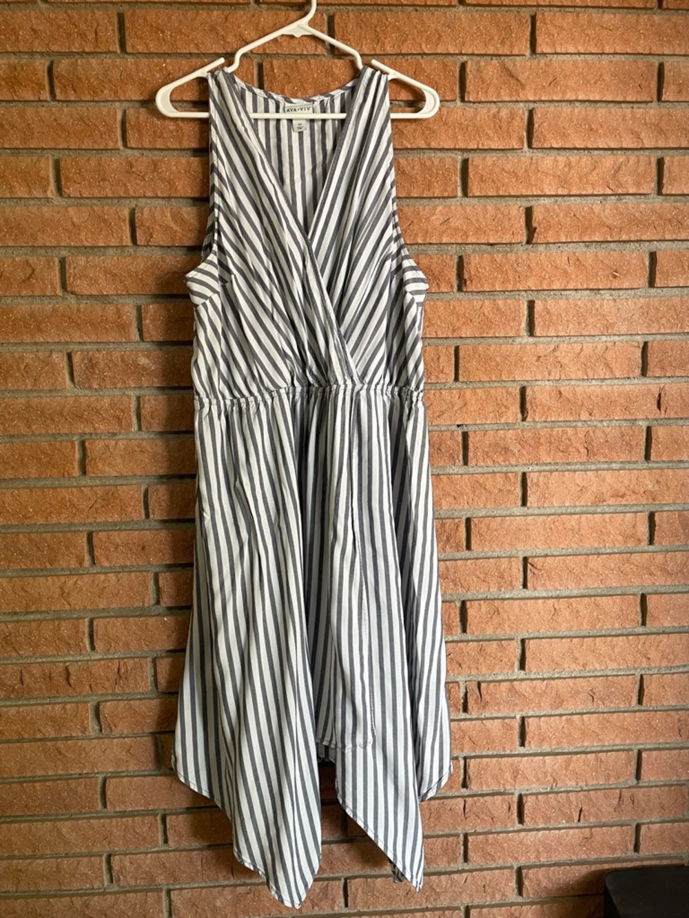 Ava & Viv Navy and White Striped V-Neck Dress
